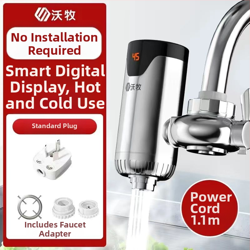 Електрически кран за вода с моментално нагряване и постоянна температура, без монтаж, за кухня и баня, модел WM-34-3, 3400W, 220V, цифров дисплей