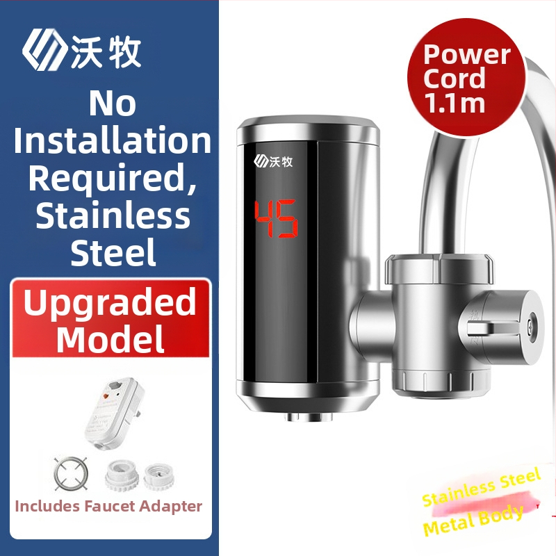 Електрически кран за вода с моментално нагряване и постоянна температура, без монтаж, за кухня и баня, модел WM-34-3, 3400W, 220V, цифров дисплей