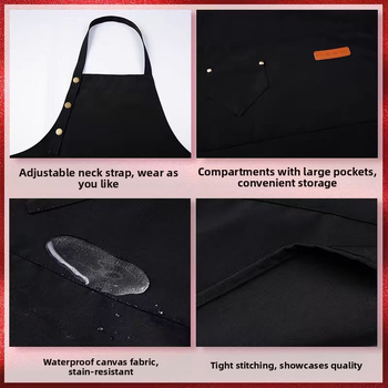 Σετ ποδιά, χωρίς μανίκια, καμβάς, ρυθμιζόμενες με τρία κουμπιά, αδιάβροχη και ανθεκτική στο λάδι, για επαγγελματικές κουζίνες.