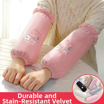 Manșete lungi din catifea cristal pentru treburi casnice, unisex, anti-murdărire, model solid, iarnă-toamnă