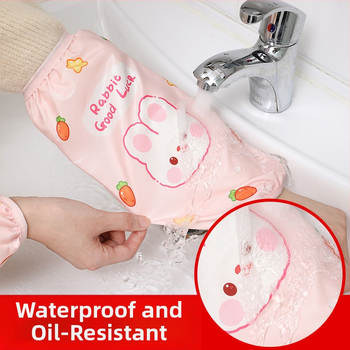 Manșete impermeabile cu imprimeu desen animat pentru copii – pentru bucătărie, lavabile, rezistente la pete, 3–13 ani.