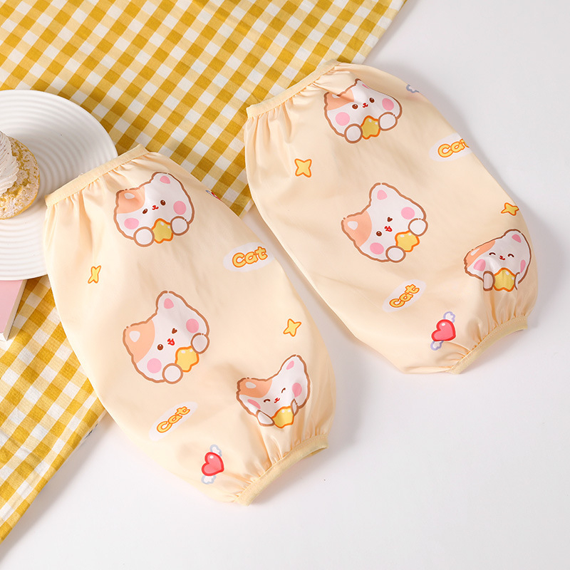 Manșete impermeabile cu imprimeu desen animat pentru copii – pentru bucătărie, lavabile, rezistente la pete, 3–13 ani.