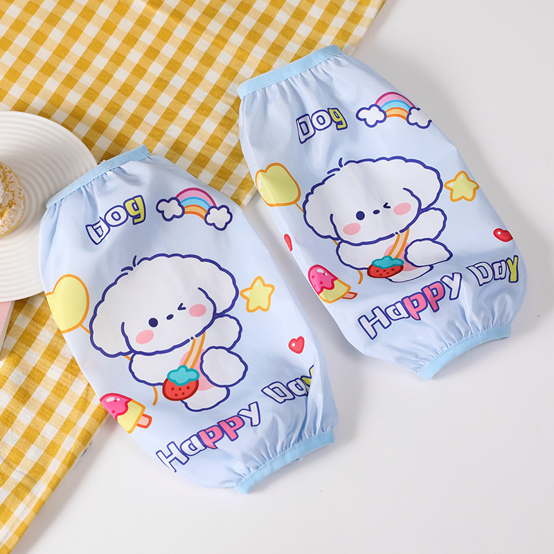 Manșete impermeabile cu imprimeu desen animat pentru copii – pentru bucătărie, lavabile, rezistente la pete, 3–13 ani.