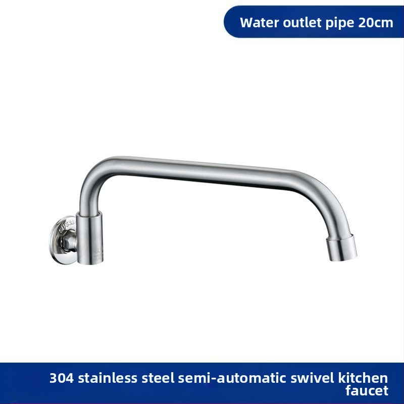 Robinet de bucătărie montat pe perete, semi-automat, doar apă rece, cartuș ceramic, deschidere spirală, conexiuni de 15 mm