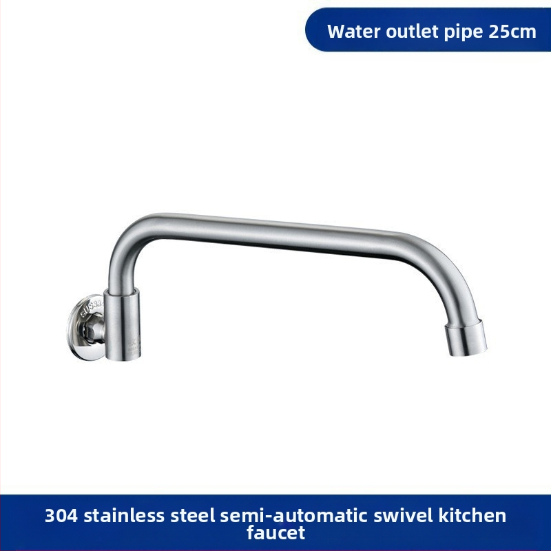 Robinet de bucătărie montat pe perete, semi-automat, doar apă rece, cartuș ceramic, deschidere spirală, conexiuni de 15 mm