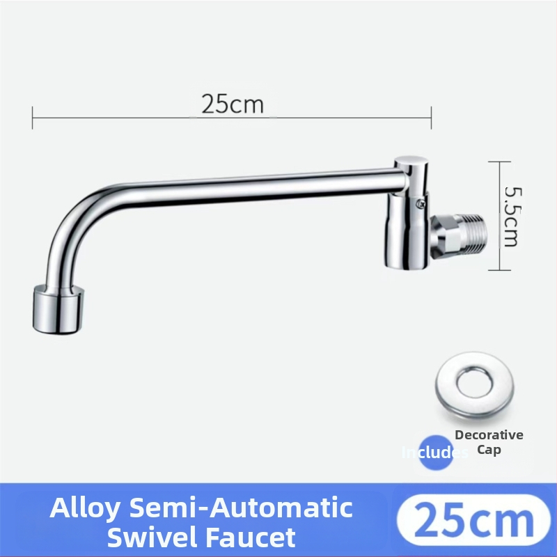 Robinet de bucătărie montat pe perete, semi-automat, doar apă rece, cartuș ceramic, deschidere spirală, conexiuni de 15 mm