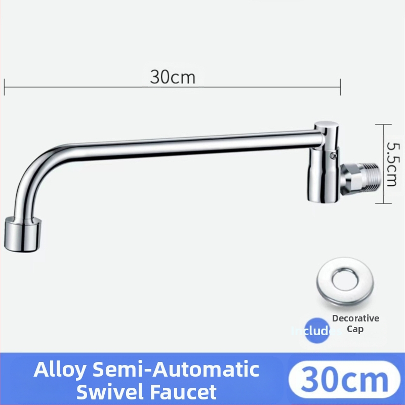 Robinet de bucătărie montat pe perete, semi-automat, doar apă rece, cartuș ceramic, deschidere spirală, conexiuni de 15 mm