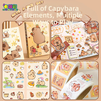 Σετ ειδών γραφείου με θέμα την καπιμπάρα, DIY, χειροποίητο ημερολόγιο και πλήρες σετ αυτοκόλλητων