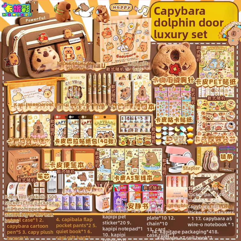 Capybara témájú DIY irodai készlet kézzel készített notesz és teljes matrica készlet