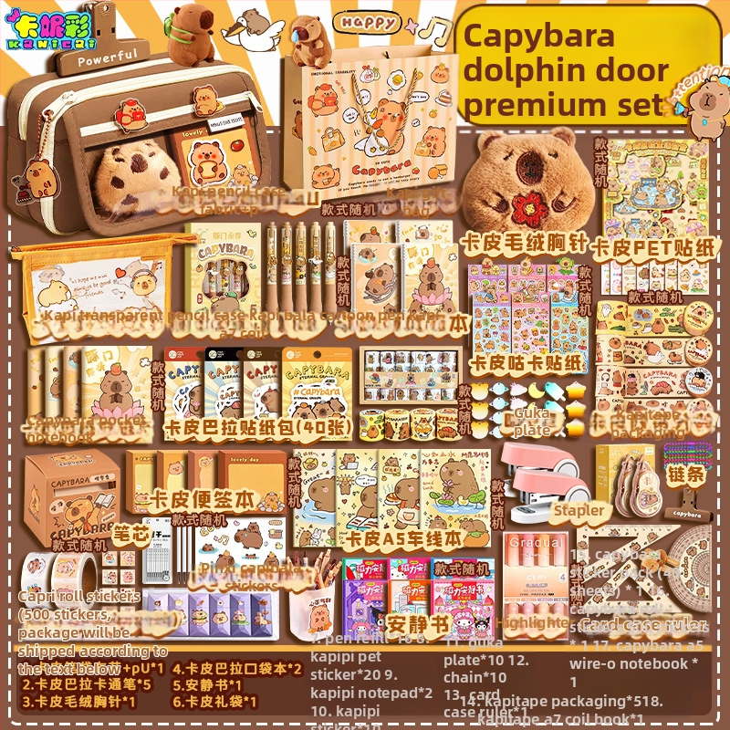 Capybara témájú DIY irodai készlet kézzel készített notesz és teljes matrica készlet