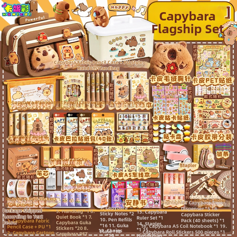 Capybara témájú DIY irodai készlet kézzel készített notesz és teljes matrica készlet