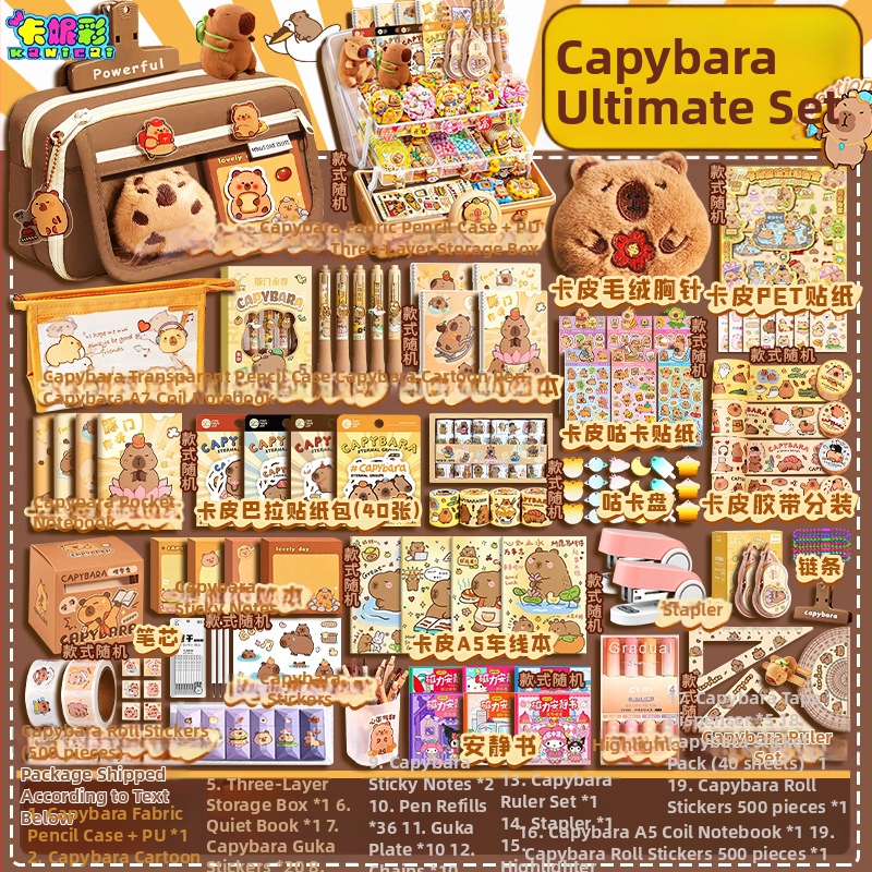 Capybara témájú DIY irodai készlet kézzel készített notesz és teljes matrica készlet