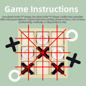 Ξύλινο ταμπλό XO με εννέα τετράγωνα — παιδικό λογικό παιχνίδι για γονείς και παιδιά (4–14 ετών), ανάπτυξη νοημοσύνης και οπτικοχειρω συντονισμός