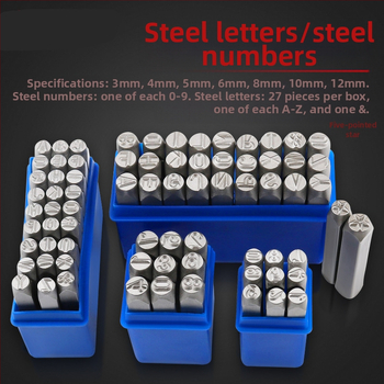 Qian Qi ατσάλινο σετ χαρακτών για αριθμούς, σύμβολα, αγγλικά γράμματα και σφράγιση ημερομηνίας