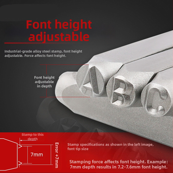 Qian Qi ατσάλινο σετ χαρακτών για αριθμούς, σύμβολα, αγγλικά γράμματα και σφράγιση ημερομηνίας