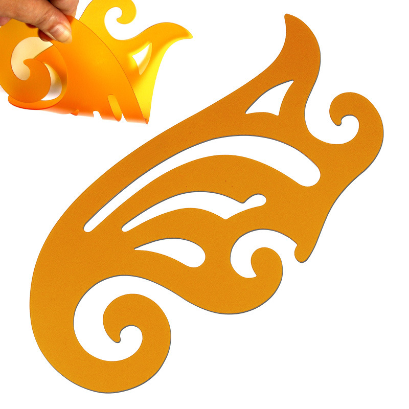 Комплект чертожни линейки за облекло с вградена скала, пластмасов корпус, L-образна правоъгълна плоча и криви за моделиране