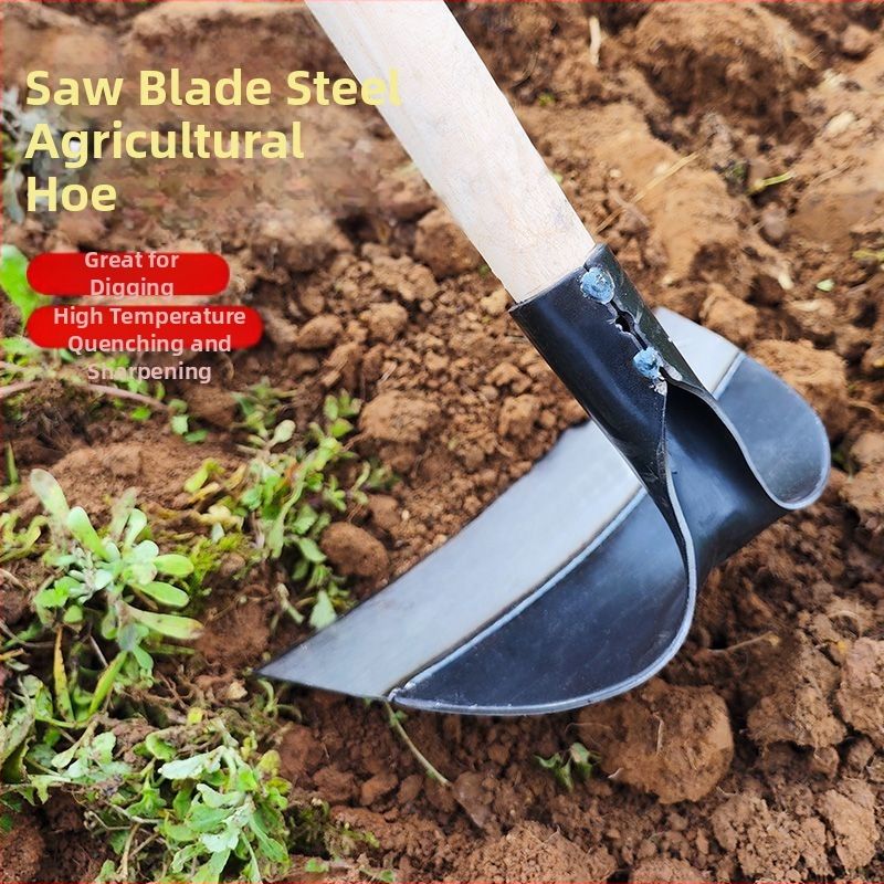 Мотика за плевене с дълга дръжка, цялостно стоманено тяло и усилена глава за градинарство на открито