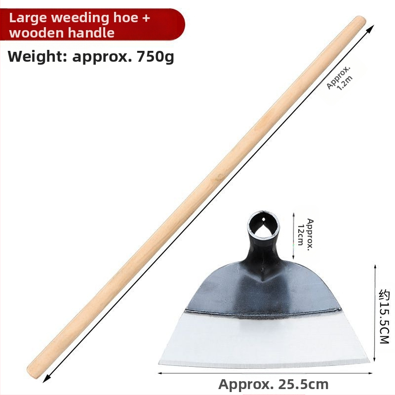 Hosszú nyeletű gyomirtó kapa teljes acélból, erősített fejjel, kültéri kertészkedéshez