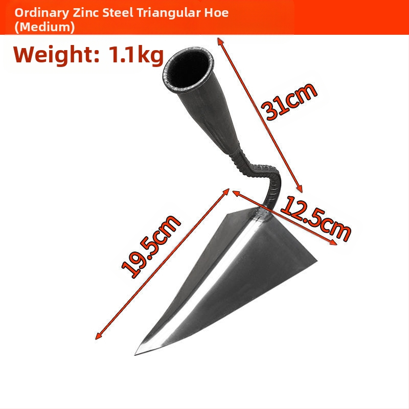 Háromszög kapálóvas kerthez – mangánacélból készült, kerti eszköz a sávok ásására és a talaj lazítására, márka Lan Jiaochen