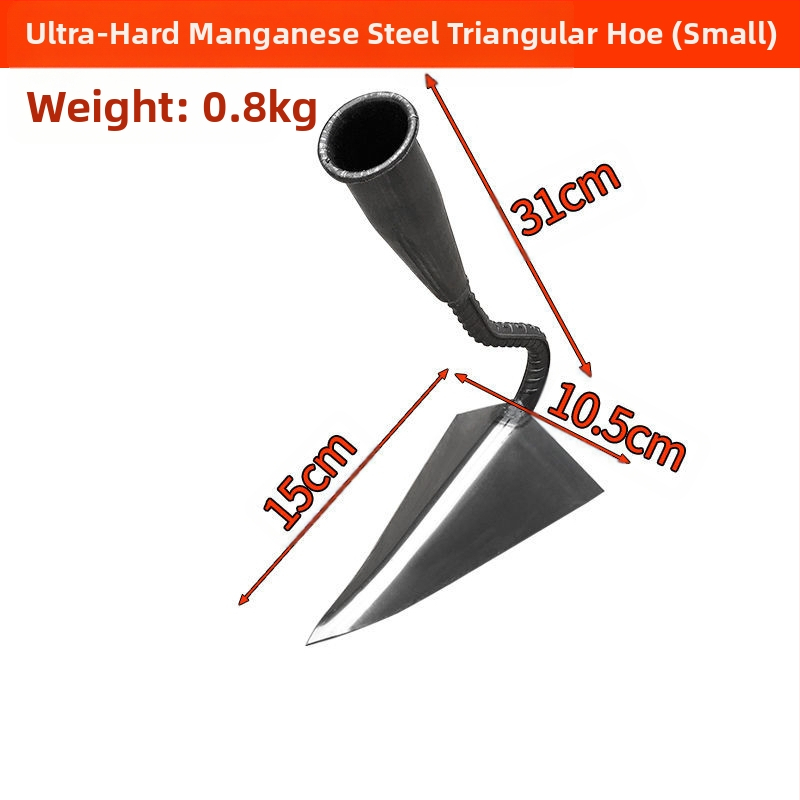 Háromszög kapálóvas kerthez – mangánacélból készült, kerti eszköz a sávok ásására és a talaj lazítására, márka Lan Jiaochen