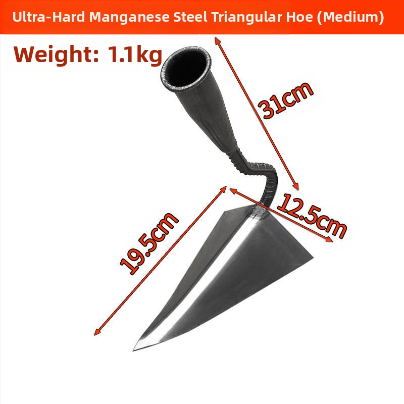 Háromszög kapálóvas kerthez – mangánacélból készült, kerti eszköz a sávok ásására és a talaj lazítására, márka Lan Jiaochen