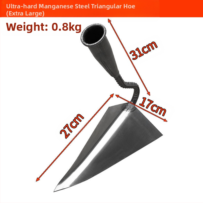 Háromszög kapálóvas kerthez – mangánacélból készült, kerti eszköz a sávok ásására és a talaj lazítására, márka Lan Jiaochen
