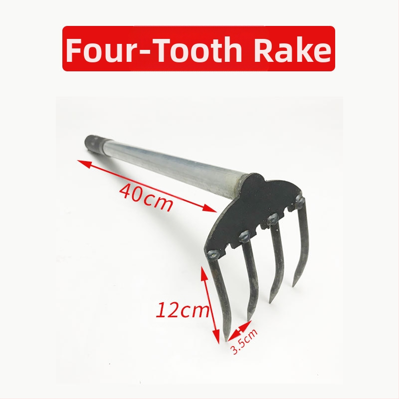 Lopată de grădină cu dublă utilizare, greblă cu trei dinți, vârf ascuțit; Wanxing marcă, bază din oțel, unelte de construcții