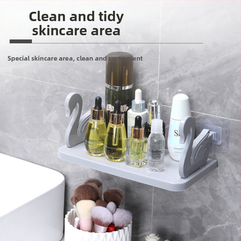 Επιτοίχια πλαστική ραφιέρα αποθήκευσης, χωρίς διάτρηση, ενός επιπέδου, κατάλληλη για μπάνιο και κουζίνα, CE πιστοποιημένο