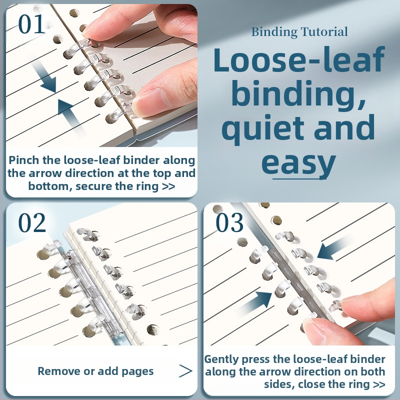 Прозрачен бележник с отделим вътрешен блок и квадратни редове, идеален за гимназисти