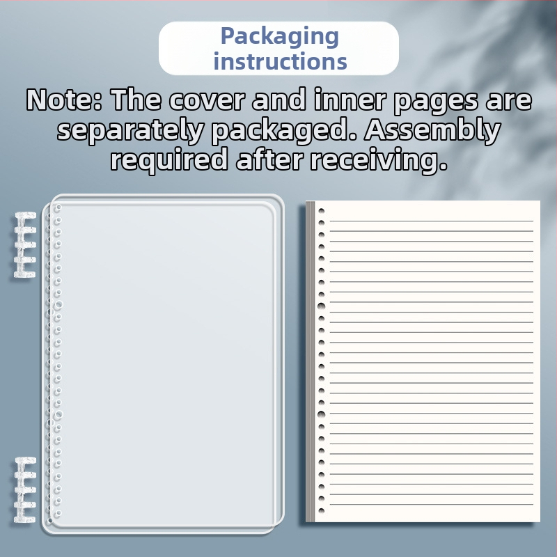 Прозрачен бележник с отделим вътрешен блок и квадратни редове, идеален за гимназисти
