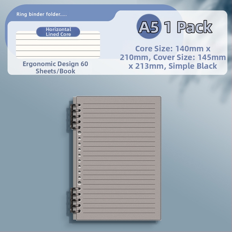 Caurspīdīgs piezīmju grāmatiņa ar noņemamu iekšējo bloku un kvadrātveida lapām, ideāli piemērots vidusskolas skolēniem