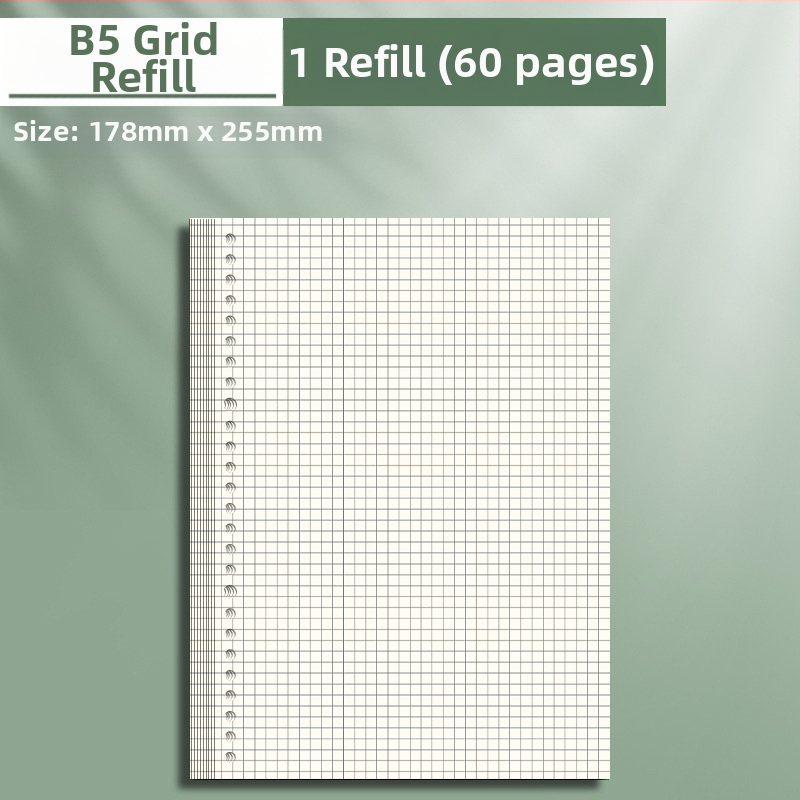 Caurspīdīgs piezīmju grāmatiņa ar noņemamu iekšējo bloku un kvadrātveida lapām, ideāli piemērots vidusskolas skolēniem