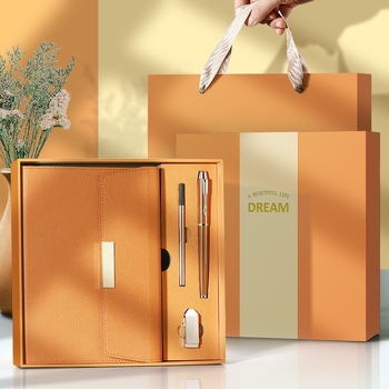 Σετ δώρου σημειωματάριο με PU εξώφυλλο, σπειροειδές δέσιμο, Dowling χαρτί 80 g, USB μνήμη 16 GB, φορητό στυλό υπογραφής με αναπλήρωση