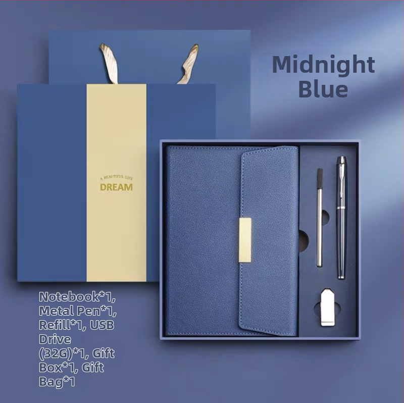 Poklon set bilježnica s PU koricama, spiralno povezivanje, Dowling papir 80 g, USB 16 GB, metalno pero s refillom