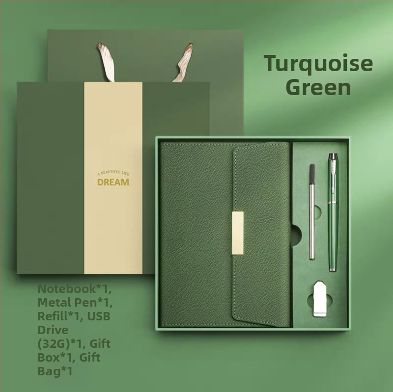 Poklon set bilježnica s PU koricama, spiralno povezivanje, Dowling papir 80 g, USB 16 GB, metalno pero s refillom