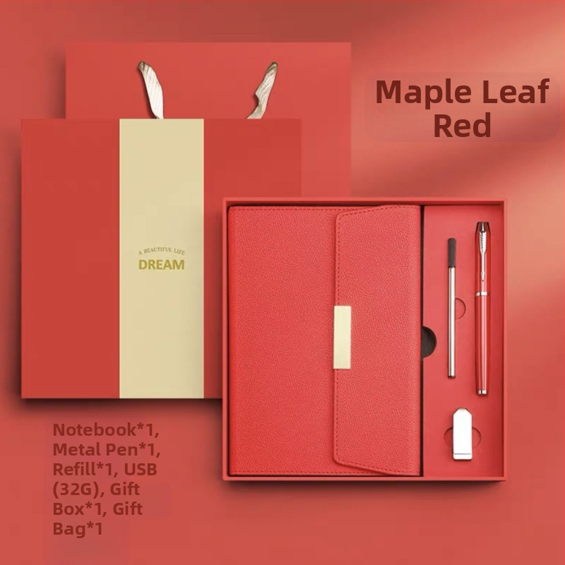 Poklon set bilježnica s PU koricama, spiralno povezivanje, Dowling papir 80 g, USB 16 GB, metalno pero s refillom