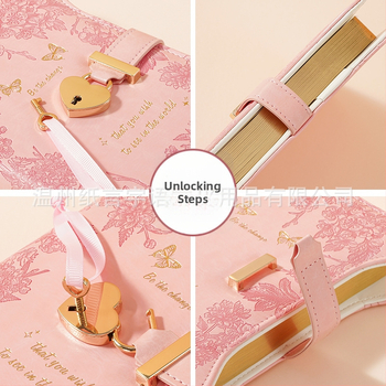 Σημειωματάριο με κλειδαριά σε σχήμα καρδιάς, εξώφυλλο από συνθετικό δέρμα, ραφτό δέσιμο, Dowling χαρτί 80 g, 300–400 σελίδες, δημιουργικό στυλ