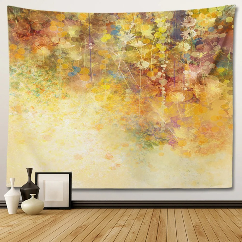Sienos gobelenas su gėlių psichodeliniu bohemišku dizainu; 100% poliesteris, Nordic stilius, peizažo motyvas, pritaikomas; tinka svetainei, miegamajam, studijai, restoranui, vaikų kambariui