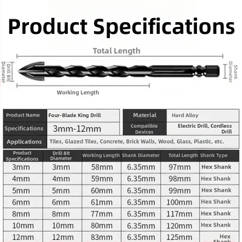 Τρυπάνια διασταύρωσης και τρίγωνα για κεραμικές πλάκες, γυαλί, μάρμαρο και σκυρόδεμα τοίχους