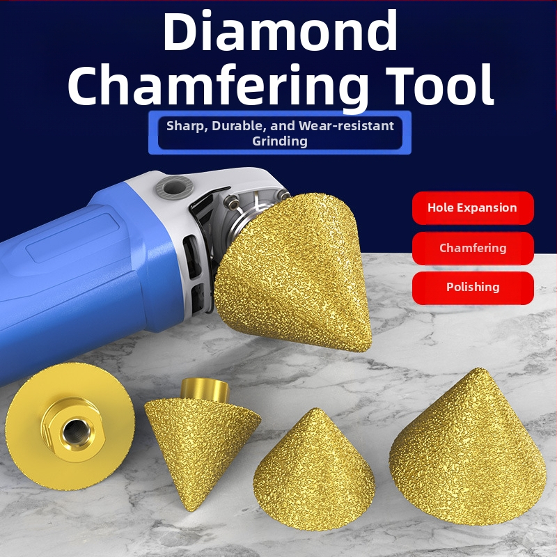 Haoqi Диамантен фрезер за заобляне на ръбове за керамични плочки и мрамор – отвори за дупки, разширител на отвори, бур за пробиване, конусовидна глава за шлайфане