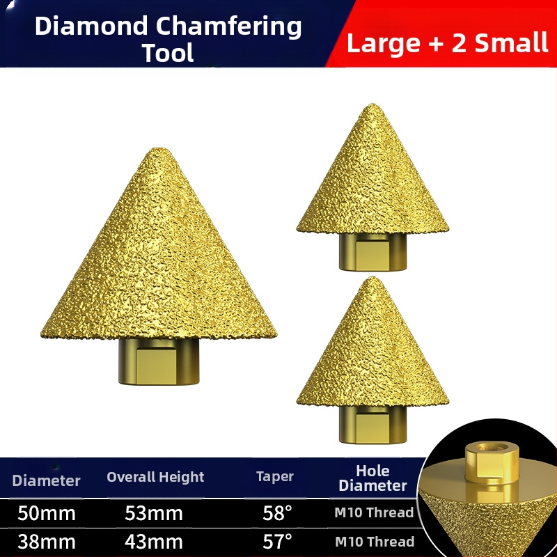 Haoqi Диамантен фрезер за заобляне на ръбове за керамични плочки и мрамор – отвори за дупки, разширител на отвори, бур за пробиване, конусовидна глава за шлайфане