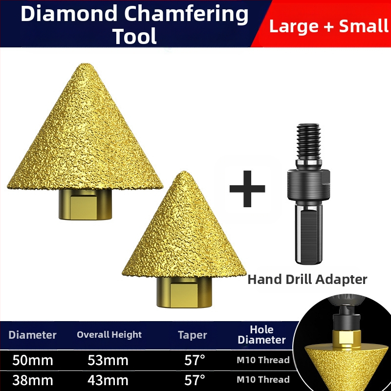 Haoqi Диамантен фрезер за заобляне на ръбове за керамични плочки и мрамор – отвори за дупки, разширител на отвори, бур за пробиване, конусовидна глава за шлайфане