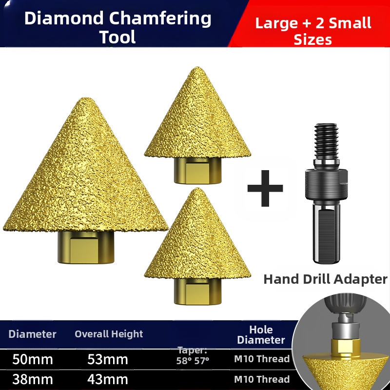 Haoqi Диамантен фрезер за заобляне на ръбове за керамични плочки и мрамор – отвори за дупки, разширител на отвори, бур за пробиване, конусовидна глава за шлайфане