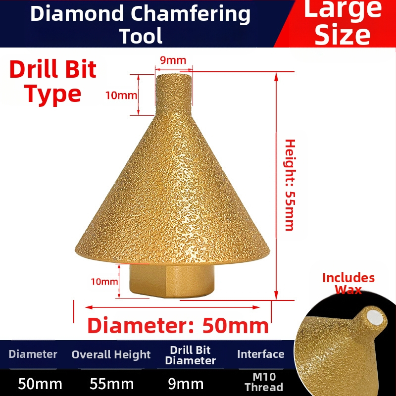 Haoqi Диамантен фрезер за заобляне на ръбове за керамични плочки и мрамор – отвори за дупки, разширител на отвори, бур за пробиване, конусовидна глава за шлайфане