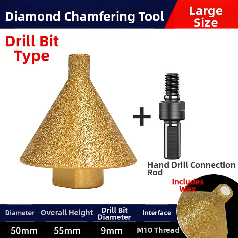 Haoqi Диамантен фрезер за заобляне на ръбове за керамични плочки и мрамор – отвори за дупки, разширител на отвори, бур за пробиване, конусовидна глава за шлайфане