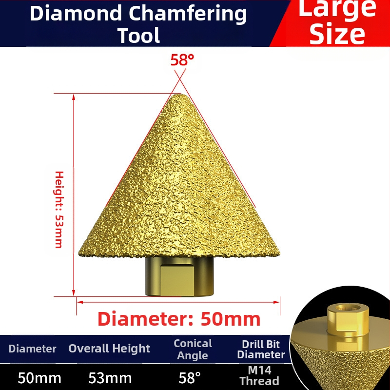 Haoqi Диамантен фрезер за заобляне на ръбове за керамични плочки и мрамор – отвори за дупки, разширител на отвори, бур за пробиване, конусовидна глава за шлайфане