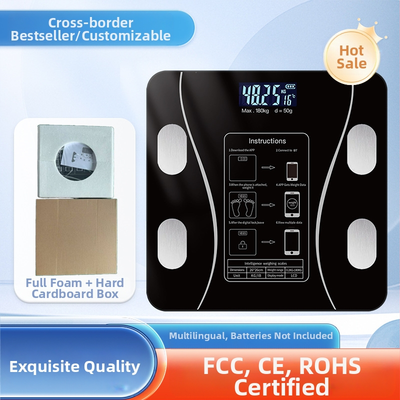 Ķermeņa tauku svari ar Bluetooth — gudra mājas veselības svari pieaugušajiem; mēra svaru, ķermeņa taukus, kalorijas un mitrumu; maksimālais slodze 180 kg