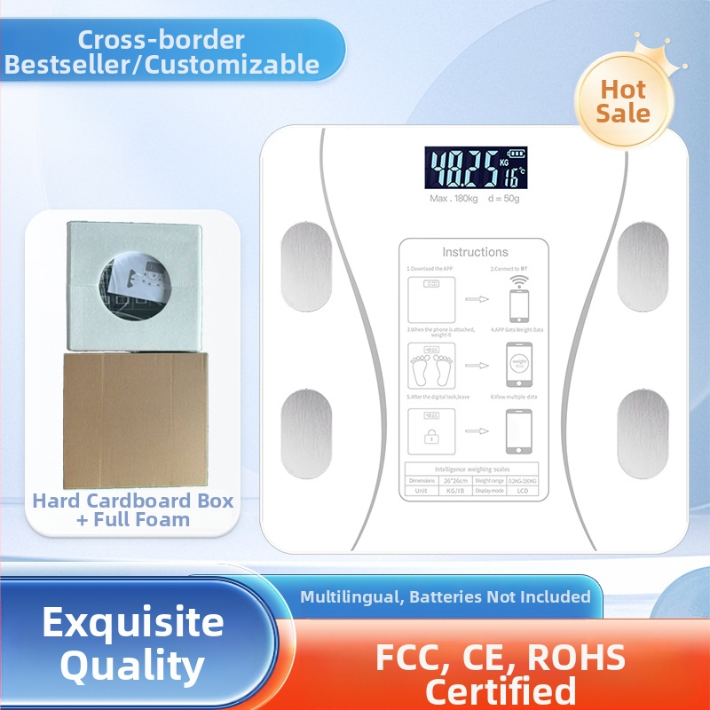 Ķermeņa tauku svari ar Bluetooth — gudra mājas veselības svari pieaugušajiem; mēra svaru, ķermeņa taukus, kalorijas un mitrumu; maksimālais slodze 180 kg