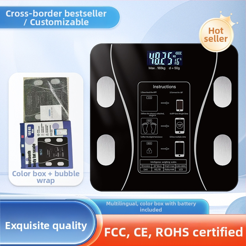 Ķermeņa tauku svari ar Bluetooth — gudra mājas veselības svari pieaugušajiem; mēra svaru, ķermeņa taukus, kalorijas un mitrumu; maksimālais slodze 180 kg
