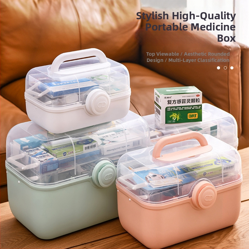 Кутия за лекарства за съхранение - Rhythm, пластмасова, с 3 раздела, модел 85, преносима (Марка Rhythm; Материал пластмаса; Раздели 3; Модел 85; Преносим)